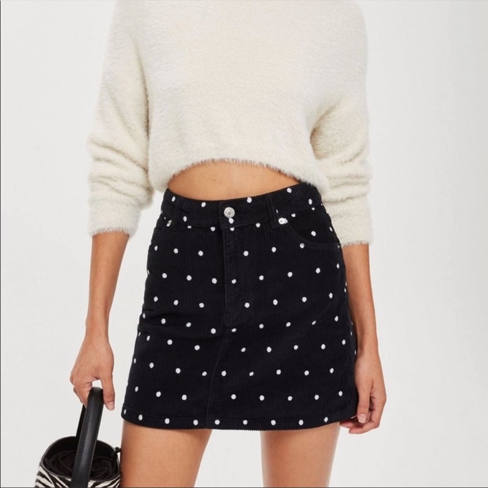 Corduroy Topshop Skirt with polka dots